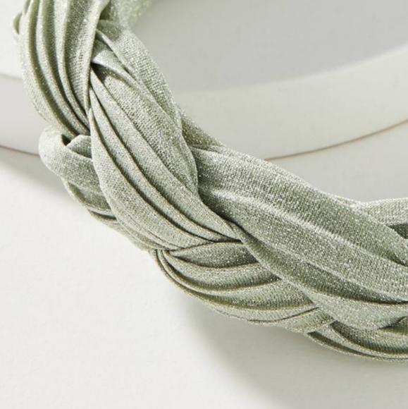 Anthropologie Shimmer Braided Headband- moss green - Picture 2 of 7